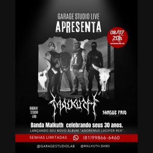 MALKUTH: Gravação de novo álbum ao vivo acontece neste sábado (08) em Garanhuns/PE