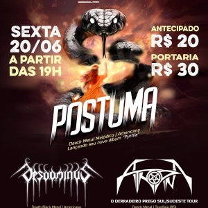 PÓSTUMA: Show de lançamento de “Pythía” em Americana/SP acontece nesta sexta (20) ao lado de Atropina e Desdominus